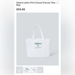 Halara Letter Print Casual Canvas Tote Bag